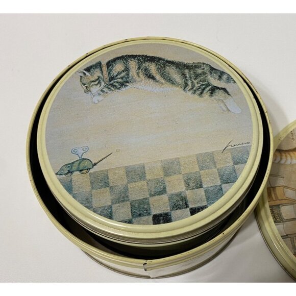 Wendell T. Book by Lowell Herrero Cat Decorative Tin Nesting Canister Set of 2 - Picture 6 of 8